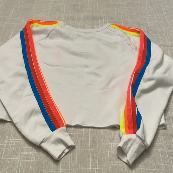 New Aviator Nation White Cropped Sweatshirt Size M - Picture 4 of 4